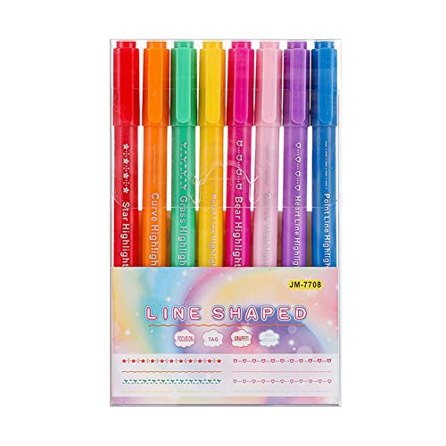 Sefdrert Aesthetic Textmarker-Stifte-Set, 8 verschiedene Formen, Doppelspitze, Marker für Kinder, Schreibwaren, Schulbedarf von Sefdrert