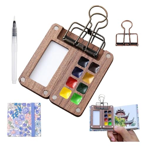 Sefdrert Reise-Farbpalette, Reise-Ready-Farbpalette, Mini-Aquarell-Reise-Farbpalette mit Clip, für Reisen von Sefdrert