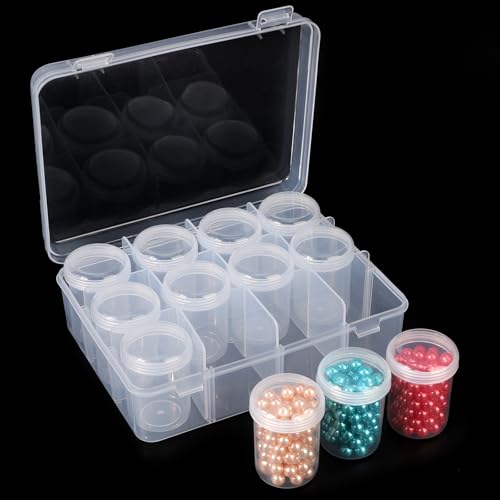 Segbeauty Sortierboxen für Kleinteile, 12 Fächer Diamond Painting Dosen, Sortierbox Perlen, Kleinteile Organizer Transparente, Sortimentskasten Plastik für Strasssteine, Schmuck, Nailart von Segbeauty