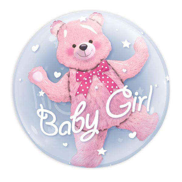 Doppel-Ballon Baby Girl, Folienballon in transparenter Bubble, 55cm von Segelken