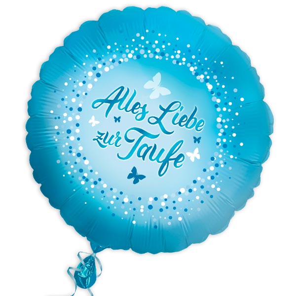 Folienballon, Alles Liebe zur Taufe in blau, Ø 46cm von Segelken