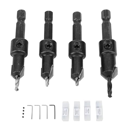 Counterunk Bohrer Bit Hex Shank zementiertes Carbide einstellbarer Counterunk -Bohrer für Holzbearbeitungsprojekte 4pcs mit Aufbewahrungspatrone Counterunk Bohrer Bit Hex Shank zementiertes Carbide einstellbarer Counterunk -Bohrer für Holzbearbeitungsprojekte 4pcs mit Aufbewahrungspatrone von Segrehy
