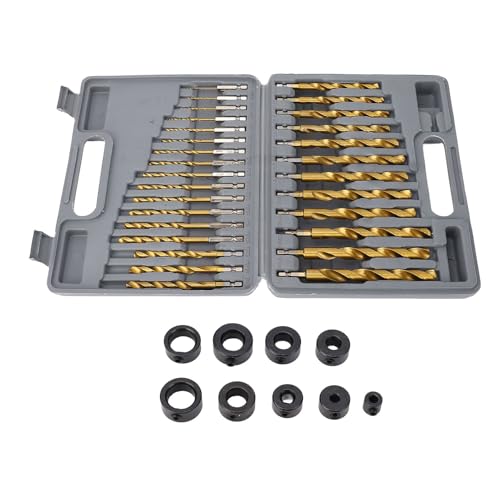 Twist Drill Bit Set Ti beschichtete HSS 1/4 Zoll Hex Shank 5/64 bis 1/2 Aufprallbits mit Limitringen für Holzmetallplastik Twist Drill Bit Set Ti beschichtete HSS 1/4 Zoll Hex Shank 5/64 bis 1/2 Aufprallbits mit Limitringen für Holzmetallplastik von Segrehy