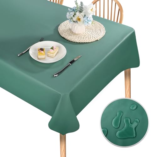 Segus Camping Tischdecke, Garten Tischdecken für Draußen 140X180, Tischdecke PU Leder, Tischdecke Rechteckig Wasserdicht, Tischtuch für Party, Hochzeiten (Grün) von Segus