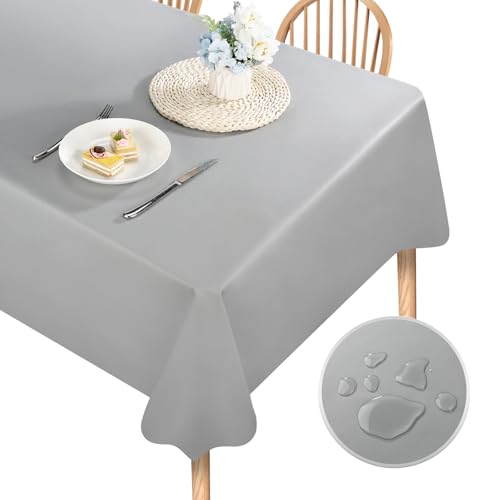 Segus Pu Tischdecke, Tischdecke Abwaschbar 140X200, Camping Tischdecke Wasserdicht, Tischdecke Outdoor Grau für Esstisch, Wohnzimmertisch, Biertisch von Segus