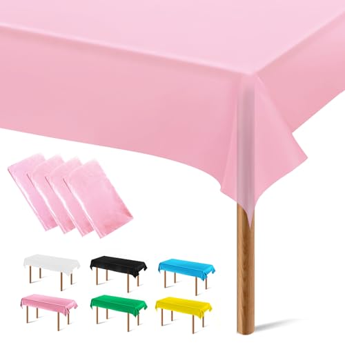 Segus Tischdecke Pink, 4 Stück Einweg Tischdecke, Biertisch Tischdecke, Tischdecke Rechteckig, Tischdecke Plastik, Tischdecke Outdoor für Party, Picknick, Geburtstags (137 * 274) von Segus