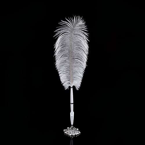 Straußenfeder Kugelschreiber mit Metallhalterung, Wedding Quill Unterzeichnung Kugelschreiber Schreiben, Vintage Quills Pen mit Exquisiter Verpackung für die Unterschrift Empfang (JYB00014-02) von Segutage