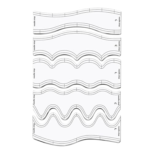 5 Stück transparente Acryl-Quilt-Lineale, gewellte Form, Quilt-Vorlagen für Nähmaschine, Patchwork, Nähen und Spleißen von Sehuby