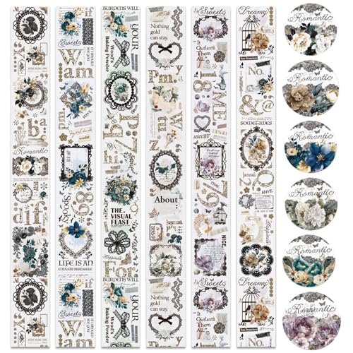 Select Zone 6 Rollen Scrapbooking Sticker Spitze Dunkle Nacht Serie PET Washi Tape Set Handbuch Dekoration Aufkleber Fotoalbum Klebeband für Scrapbook Zubehör und Bullet Journals von Select Zone