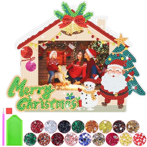 SelfTek Weihnachten Basteln Mädchen 5 6 7 8 9 10 Jahre, Kreatives Diamond Painting Bastelset Kinder, DIY Fotorahmen 5d Diamond Painting Diamant Bilder für 5-12 Mädchen Geburtstag Geschenke von SelfTek