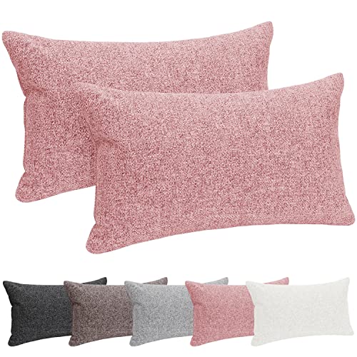 Selfitex 2er Set 30x50 cm, Sofakissen mit Füllung und Bezug, Dekokissen, Kopfkissen mit weicher Kissenfüllung, stilvolle Kissen Deko, robuster Polsterstoff, hochwertiges Couch Kissen (Rosé) von Selfitex