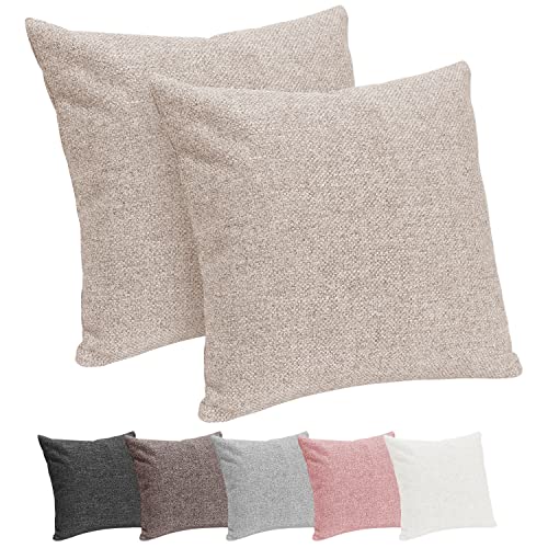 Selfitex 2er Set 40x40 cm, Sofakissen mit Füllung und Bezug, Dekokissen, Kopfkissen mit weicher Kissenfüllung, stilvolle Kissen Deko, robuster Polsterstoff, hochwertiges Couch Kissen (Sand) von Selfitex