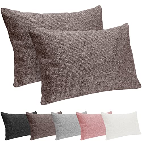 Selfitex 2er Set 40x60 cm, Sofakissen mit Füllung und Bezug, Dekokissen, Kopfkissen mit weicher Kissenfüllung, stilvolle Kissen Deko, robuster Polsterstoff, hochwertiges Couch Kissen (Braun) von Selfitex