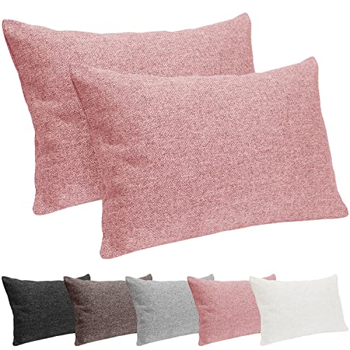 Selfitex 2er Set 40x60 cm, Sofakissen mit Füllung und Bezug, Dekokissen, Kopfkissen mit weicher Kissenfüllung, stilvolle Kissen Deko, robuster Polsterstoff, hochwertiges Couch Kissen (Rosé) von Selfitex