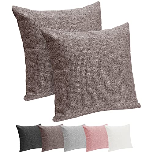 Selfitex 2er Set 50x50 cm, Sofakissen mit Füllung und Bezug, Dekokissen, Kopfkissen mit weicher Kissenfüllung, stilvolle Kissen Deko, robuster Polsterstoff, hochwertiges Couch Kissen (Braun) von Selfitex