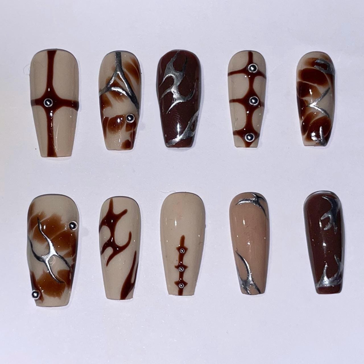 Drücken Sie Auf Die Nägel/Nail Art Chrom Nägel/ Braune von SelinaNailsArt