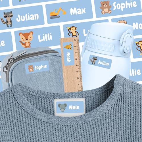 Namensschilder für Kleidung, Schulbedarf & Mehr (250 Aufkleber) – Spülmaschinenfeste Namensetiketten zum Kleben – Personalisierte Sticker mit Motiv – Selbstklebend & flexibel: Waschfest – 30 x 13 mm von SellerRocket