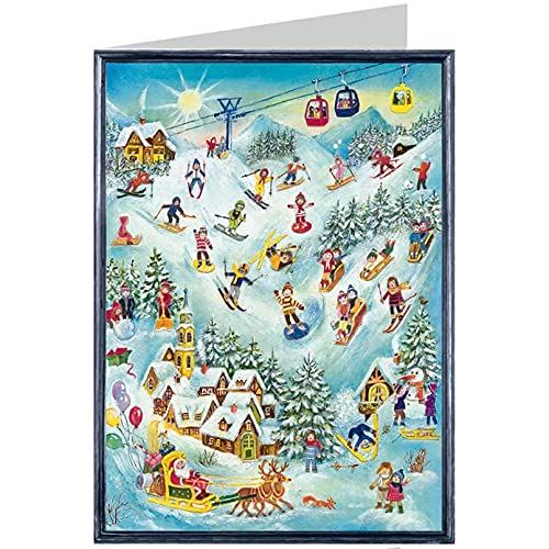 Sellmer Verlag - 99114 - Klappkarte Weihnachten, Ski-Spaß, mit Umschlag, 12cm x 17cm von Sellmer Verlag