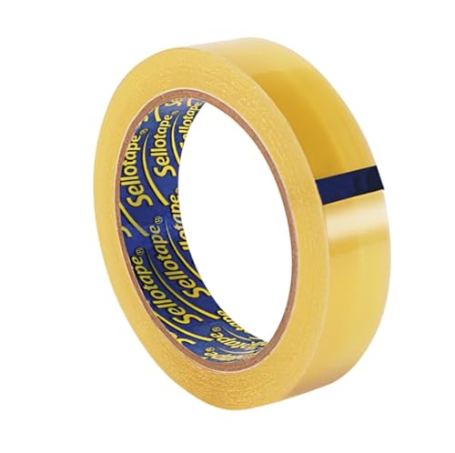 Sellotape Original Golden, Mehrzweck-Klebeband für Haushaltsgegenstände, transparentes Klebeband zum Aufkleben von Umschlägen oder Karten, einfach zu verwendendes Verpackungsband, 18 mm x 25 m, Verpackung kann variieren von Sellotape