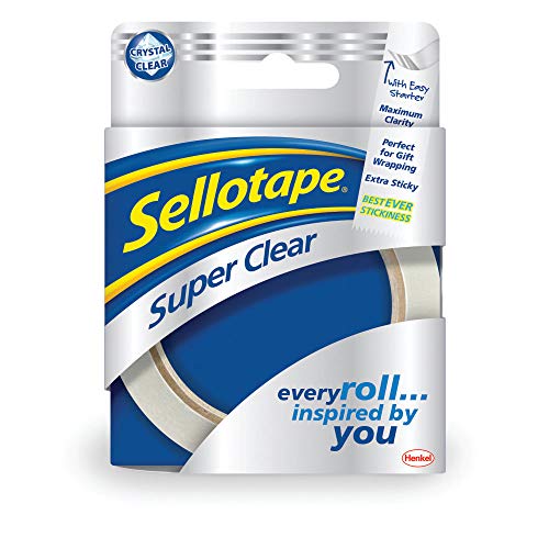 Sellotape Super Clear Klebeband auf Rolle, stark klebend, 24 mm x 50 m, 6 Stück von Sellotape