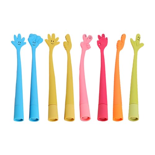 Semazz Geste Kugelschreiber,8 PCS Neuheit Finger Geste Stifte Niedlich Gesicht Cartoon Kugelschreiber Biegsame Hand Finger Stift lustige Fingerpuppe Stift für Studenten Kinder Party Geburtstag Schule von Semazz