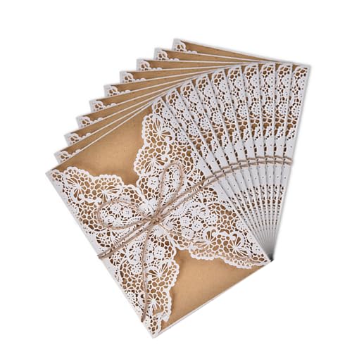 Semazz Wedding Hochzeit EinladungsKarten,10er Pack Retro Hochzeitseinladung Laser Geschnitten mit Leeren Kraftpapier Innenbögen,Umschlag Juteschnur Handgefertigte Vintage Karte für Hochzeit von Semazz