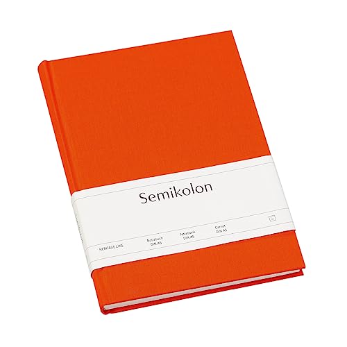 Semikolon 350915 - Notizbuch Classic A5 liniert - 176 Seiten, cremeweißes Papier - Lesezeichen - orange orange von Semikolon