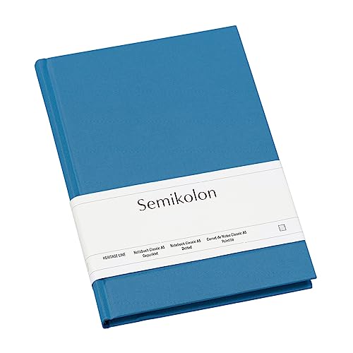 Semikolon 364092 - Notizbuch Classic A5 dotted - 176 Seiten, cremeweißes Papier - Lesezeichen - azzurro hell-blau von Semikolon