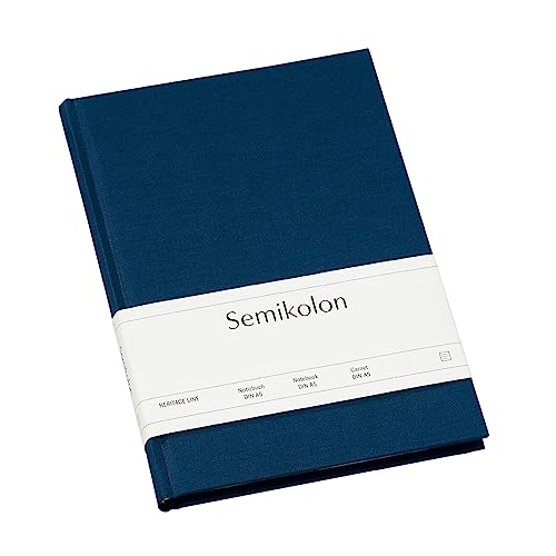 Semikolon 350904 - Notizbuch Classic A5 liniert - 160 Seiten, cremeweißes Papier – Lesezeichen – marine blau von Semikolon