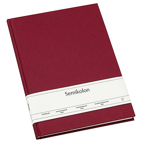 Semikolon 350922 - Notizbuch Classic A4 liniert - 176 Seiten, cremeweißes Papier - Lesezeichen - burgundy dunkel-rot von Semikolon