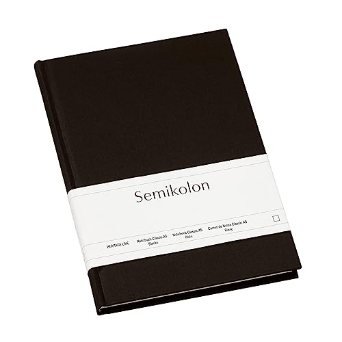 Semikolon 351219 - Notizbuch Classic A5 blanko - 160 Seiten, cremeweißes Papier – Lesezeichen – black schwarz von Semikolon