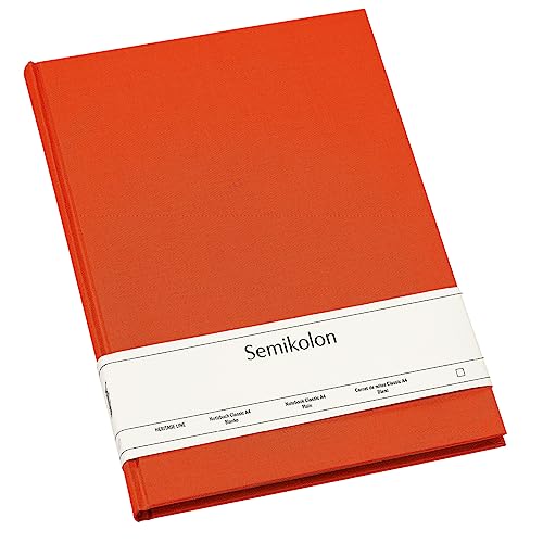 Semikolon 351243 - Notizbuch Classic A4 blanko - 176 Seiten, cremeweißes Papier - Lesezeichen - orange orange von Semikolon