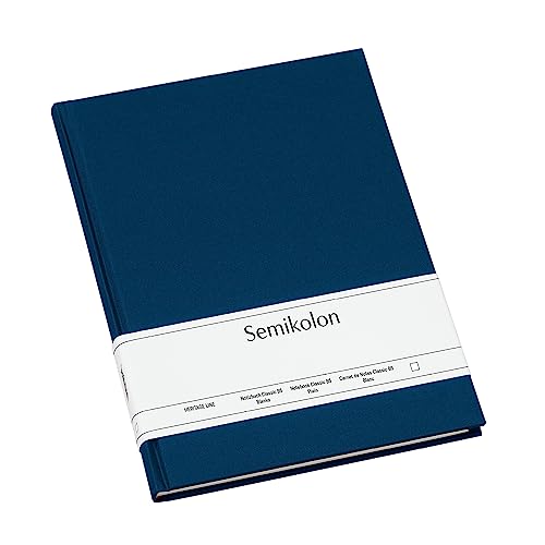 Semikolon 351280 - Notizbuch Classic B5 blanko - 176 Seiten, cremeweißes Papier - Lesezeichen - marine blau von Semikolon