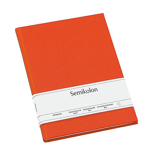 Semikolon 351290 - Notizbuch Classic B5 blanko - 176 Seiten, cremeweißes Papier - Lesezeichen - orange orange von Semikolon