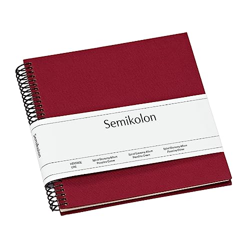 Semikolon 353032 Spiral Album Piccolino – 17 x 17 cm – Fotoalbum, 20 Seiten cremeweiß, Fotobuch, burgundy dunkel-rot von Semikolon