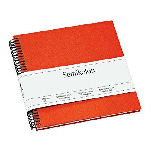 Semikolon 353040 Spiral Album Piccolino – 17 x 17 cm – Fotoalbum, 20 Seiten cremeweiß, Spiral-Fotobuch, orange orange von Semikolon