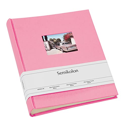 Semikolon 360348 Foto-Album Medium Finestra - 21,6x25,5 cm - 80 Seiten cremefarben, für 160 Fotos - flamingo pink von Semikolon