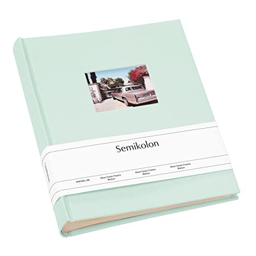 Semikolon 364006 Foto-Album Medium Finestra - 21,6x25,5 cm - 80 Seiten cremefarben, für 160 Fotos - moss pastell-grün von Semikolon