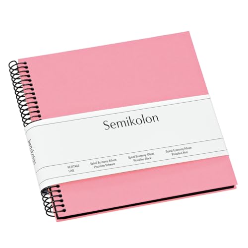 Semikolon 364023 Spiral Album Piccolino - 17 x 17 cm - Fotoalbum, 20 Seiten schwarz, Spiral-Fotobuch, flamingo pink von Semikolon