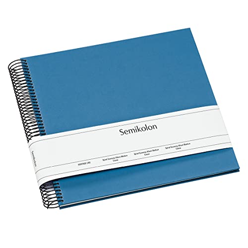 Semikolon 364026 Spiral Album Economy Medium – 23x22,3 cm – Fotoalbum, 40 Seiten cremeweiß, Fotobuch, azzurro hell-blau von Semikolon