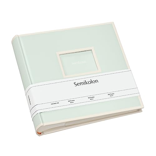 Semikolon 364067 200 Pockets Album - 23 x 22,3 cm - 100 Seiten cremefarben, für 200x 10x15 Fotos - moss pastell-grün von Semikolon