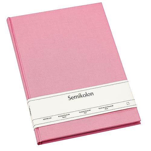 Semikolon 364076 - Notizbuch Classic A4 blanko - 176 Seiten, cremeweißes Papier - Lesezeichen - flamingo pink von Semikolon