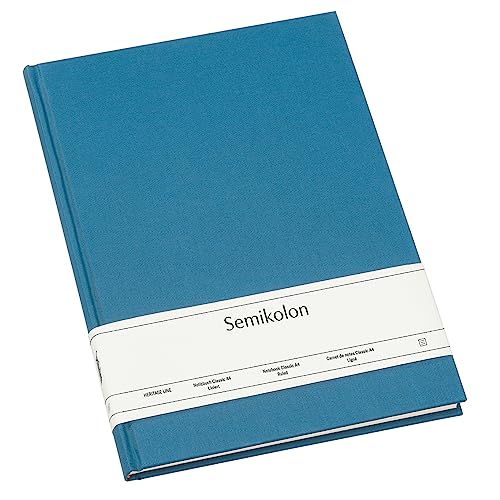 Semikolon 364079 - Notizbuch Classic A4 liniert - 176 Seiten, cremeweißes Papier - Lesezeichen - azzurro hell-blau von Semikolon