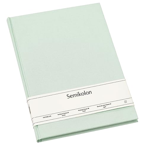 Semikolon 364081 - Notizbuch Classic A4 liniert - 176 Seiten, cremeweißes Papier – Lesezeichen – moss pastell-grün von Semikolon