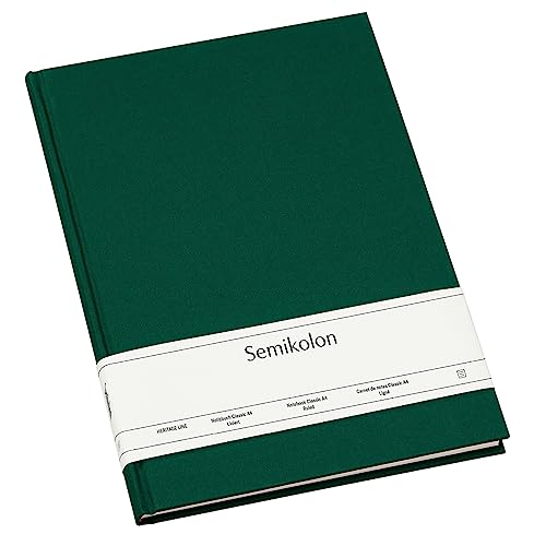 Semikolon 364082 - Notizbuch Classic A4 liniert - 176 Seiten, cremeweißes Papier – Lesezeichen – forest grün von Semikolon