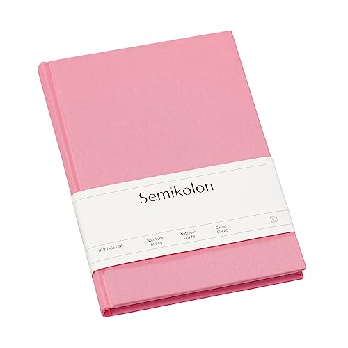 Semikolon 364088 - Notizbuch Classic A5 liniert - 176 Seiten, cremeweißes Papier - Lesezeichen - flamingo pink von Semikolon