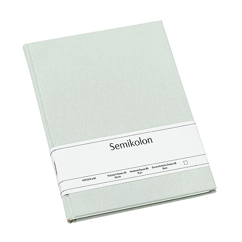 Semikolon 364707 - Notizbuch Classic B5 blanko - 176 Seiten, cremeweißes Papier - Lesezeichen - moss pastell-grün von Semikolon