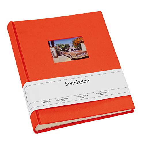 Semikolon 364710 Foto-Album Medium Finestra - 21,6x25,5 cm - 80 Seiten cremefarben, für 160 Fotos - orange orange von Semikolon