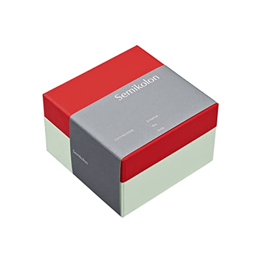 Semikolon 364862 Aufbewahrungsbox Cutting Edge M Format – 17,7 x 17,7 x 12,2 cm – Geschenkbox – rot-grün cherry pistachio von Semikolon