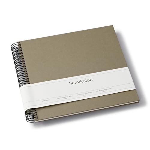 Semikolon 369998 Spiral Album Economy Medium - 23x22,3 cm - Fotoalbum, 40 Seiten cremeweiß, Fotobuch, fango beige von Semikolon